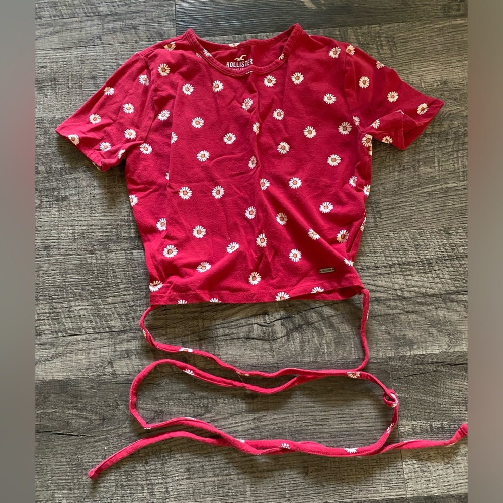 Hollister Red Flower Crop Top